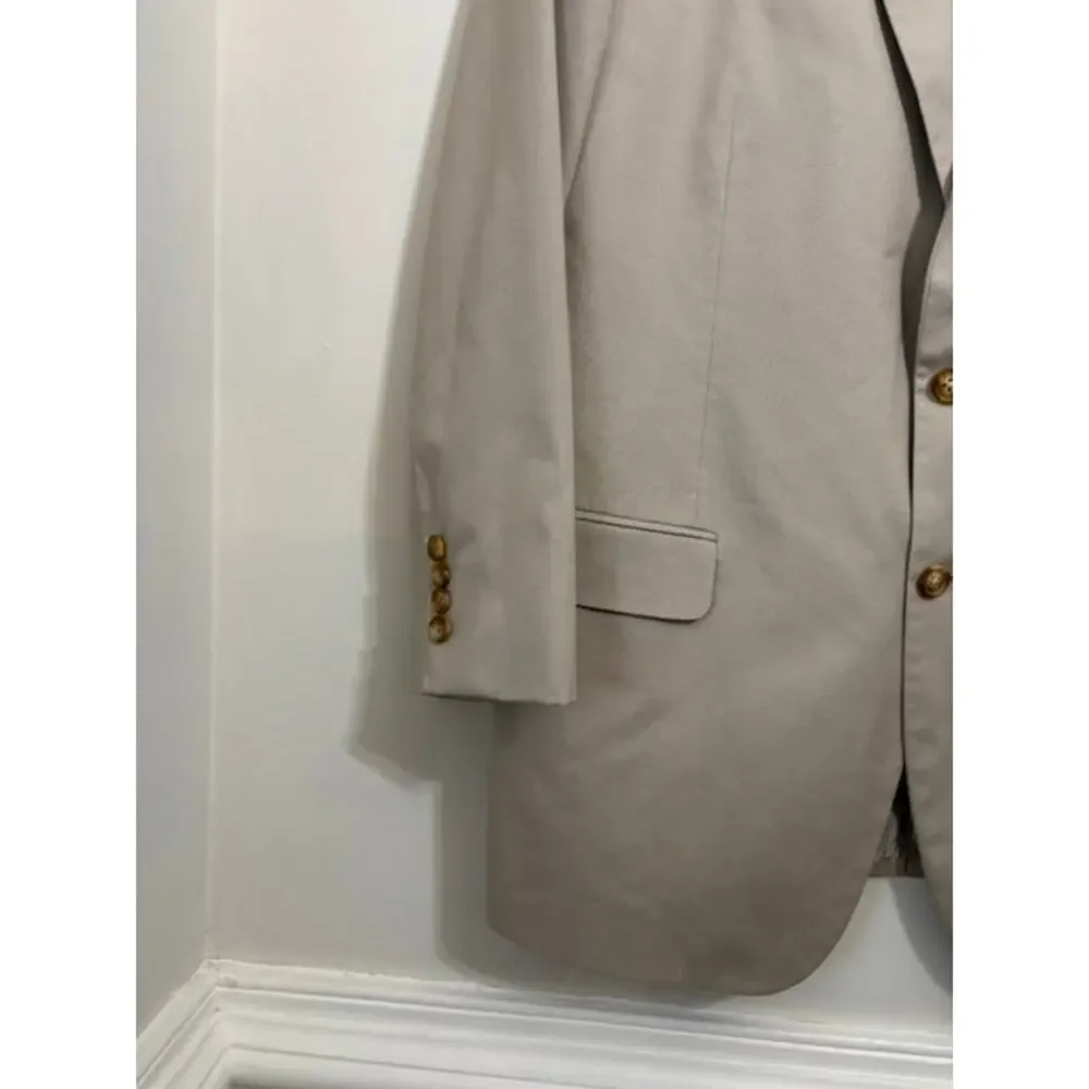 Brooks Brothers Brookscool Poplin Blazer Sport Coat Cotton Coolmax Tan 44R